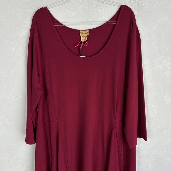 Midnight Velvet midi dress plus size 3X jersey knit fit & flare burgundy NEW - Picture 3 of 15